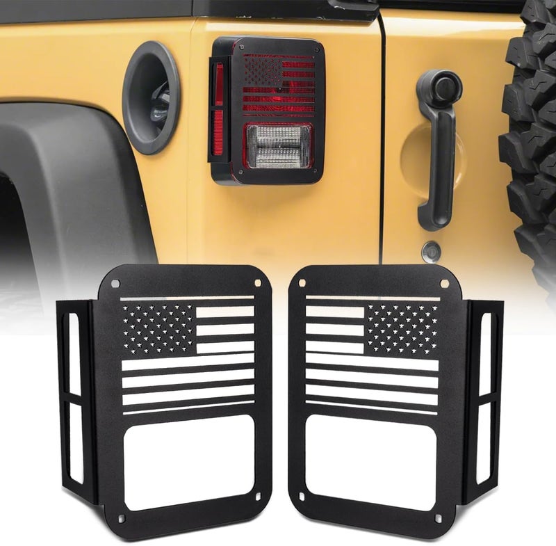 GLOBLED Tail Light Cover Compatible with Jeep JK Wrangler 2007-2018, Taillight Guards Covers with US Flag Pattern Decorative Exterior Protector - Image 1